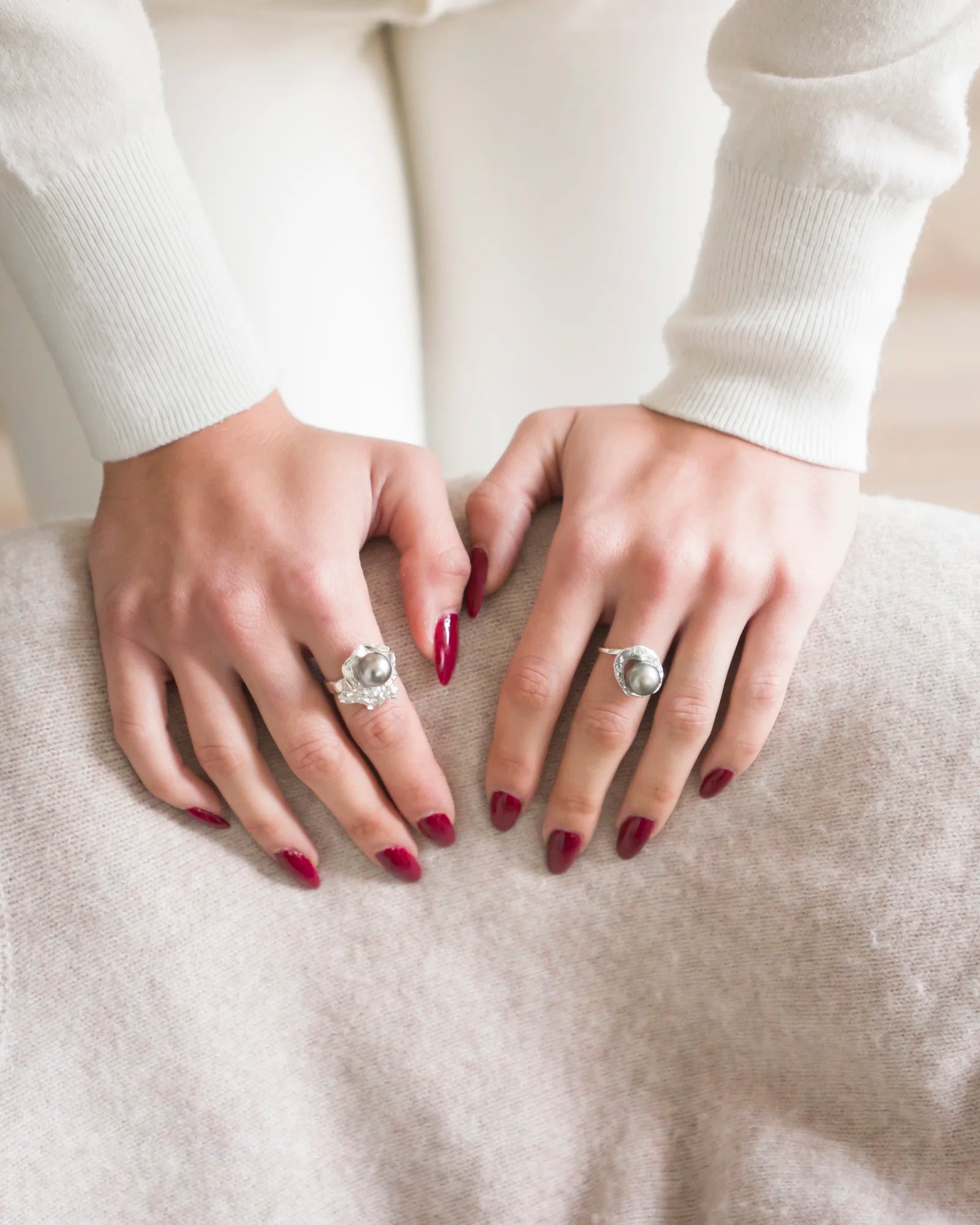 Bague Meteor argent 925 perle de Tahiti Collection Brut détail