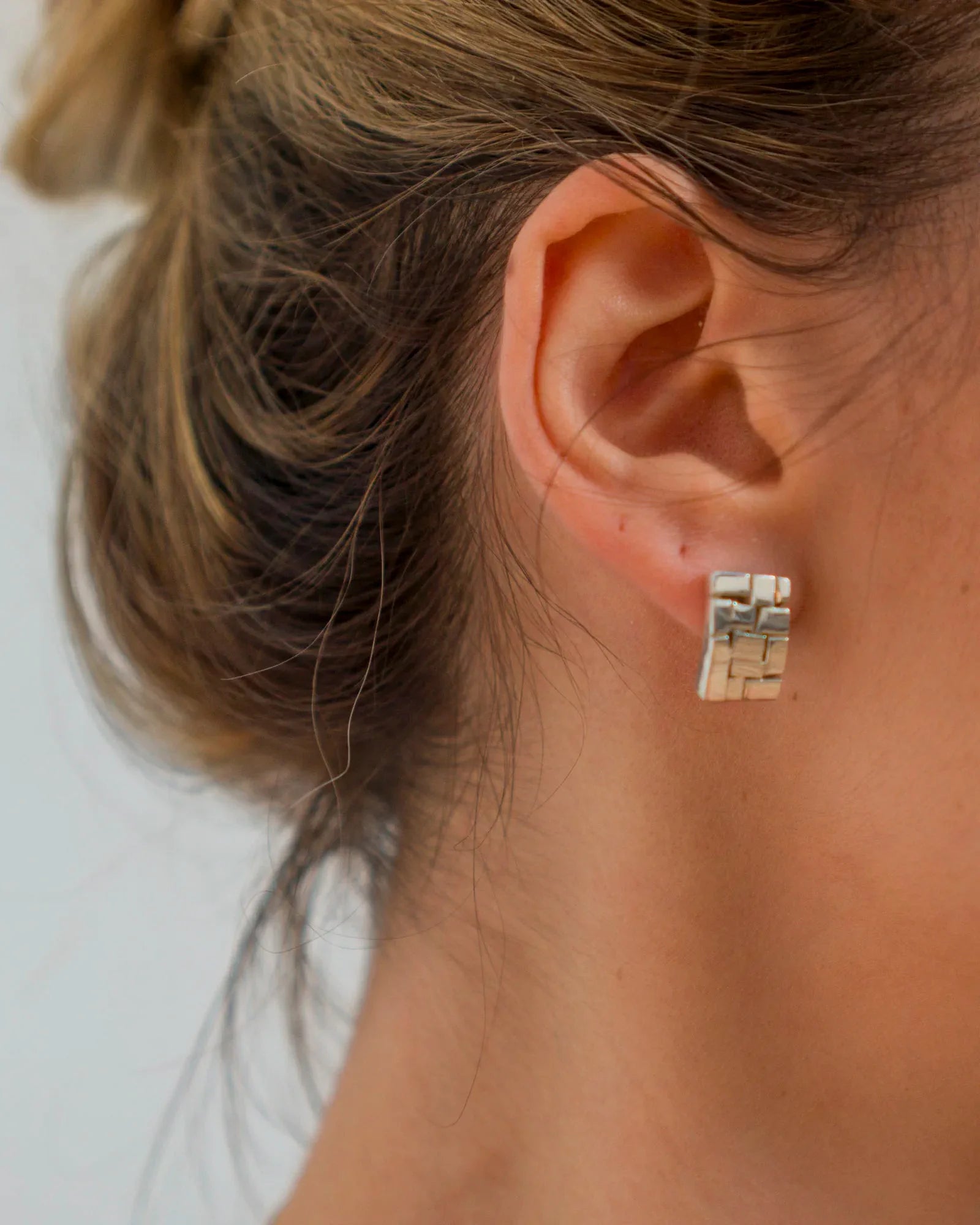 Boucles d'Oreilles Block B. argent 925 vue latérale