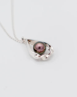 Perle de Tahiti sertie pendentif argent massif TāMahana | Honu Handmade Jewellery
